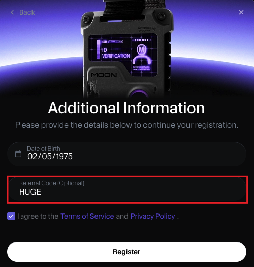 Moon.com Registration Referral Code